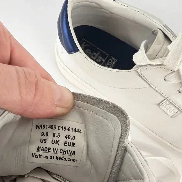 Sz 9 Women- Keds Ace Leather White / Blue, Dream Foam Padding‎ Sneakers - Picture 12 of 15
